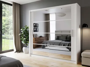 Norrebon Garderob med spegel 203x215 cm - vit - Förvaring - Klädförvaring - Garderob & garderobssystem