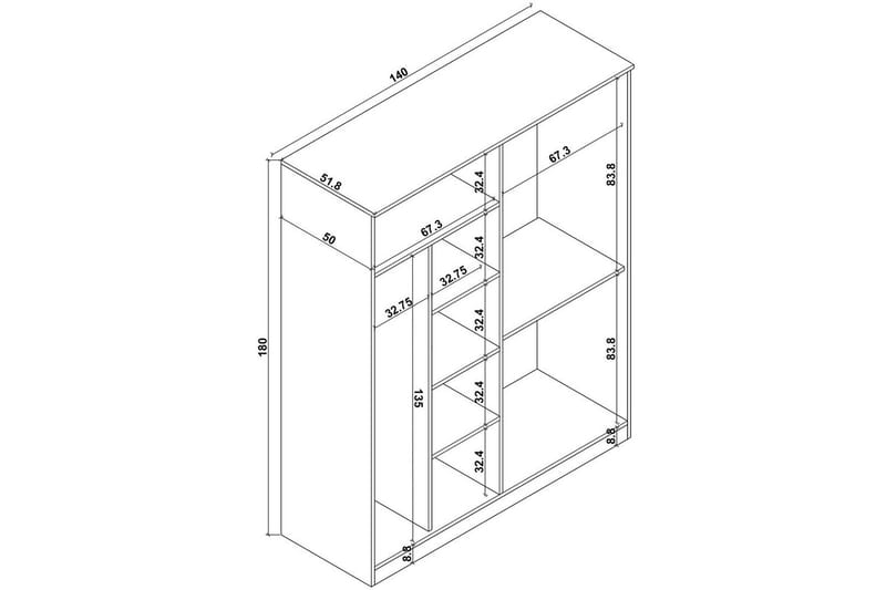 Olera Garderob 140x180 cm - Natur - Förvaring - Klädförvaring - Garderob & garderobssystem - Klädskåp & fristående garderob