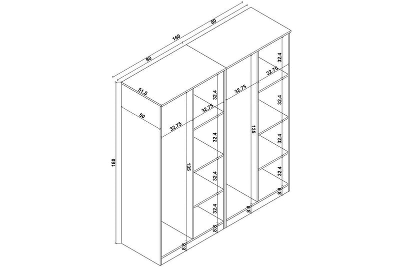 Olera Garderob 160x180 cm - Natur - Förvaring - Klädförvaring - Garderob & garderobssystem - Klädskåp & fristående garderob