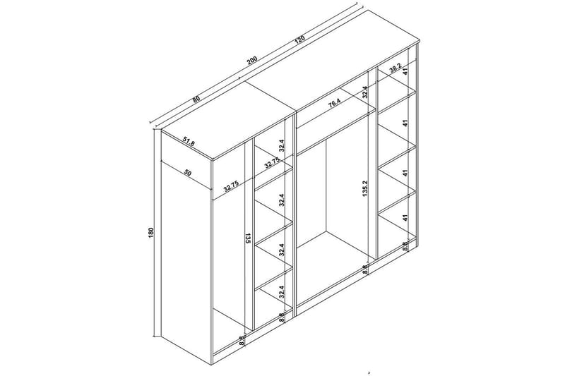 Olera Garderob 200x180 cm - Natur - Förvaring - Klädförvaring - Garderob & garderobssystem