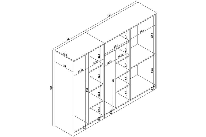 Olera Garderob 220x180 cm - Natur - Förvaring - Klädförvaring - Garderob & garderobssystem