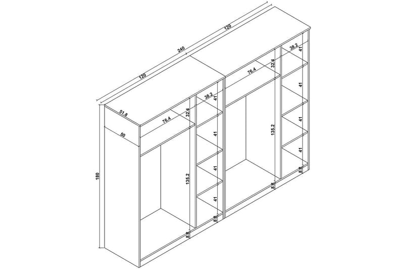 Olera Garderob 240 cm i Ljust Trä - Brun - Förvaring - Klädförvaring - Garderob & garderobssystem