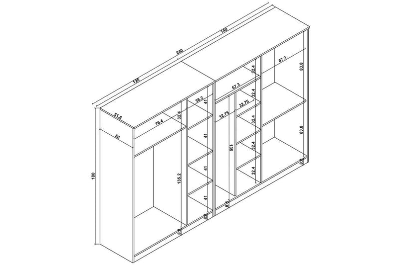 Olera Garderob 280x180 cm - Natur - Förvaring - Klädförvaring - Garderob & garderobssystem