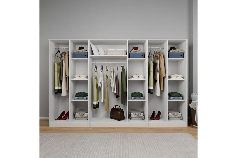 Olera Garderob 280x180 cm - Vit - Förvaring - Klädförvaring - Garderob & garderobssystem - Klädskåp & fristående garderob