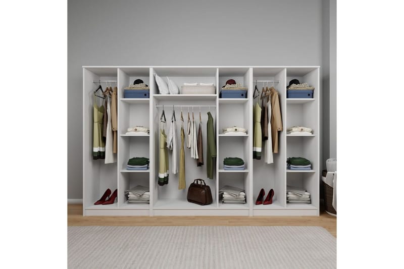 Olera Garderob 280x180 cm - Vit - Förvaring - Klädförvaring - Garderob & garderobssystem - Klädskåp & fristående garderob