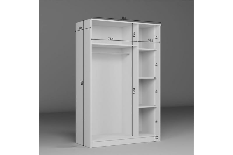 Olera Garderobsskåp 120x180 cm - Vit - Förvaring - Klädförvaring - Garderob & garderobssystem - Klädskåp & fristående garderob