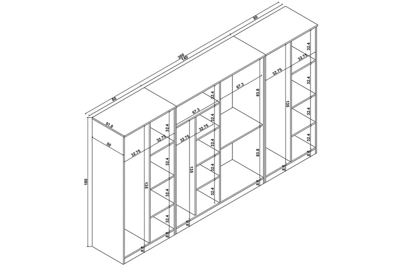 Olera Garderobsskåp 300x180 cm - Natur - Förvaring - Klädförvaring - Garderob & garderobssystem - Hörngarderob