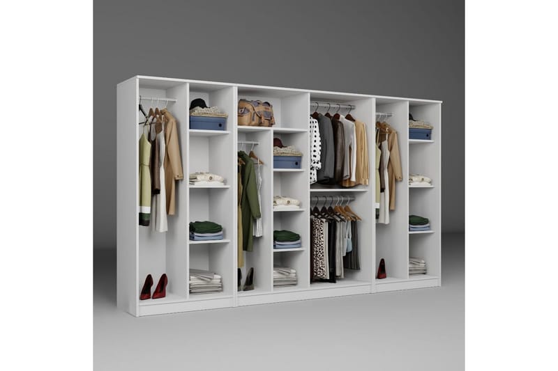Olera Garderobsskåp 300x180 cm - Vit - Förvaring - Klädförvaring - Garderob & garderobssystem - Klädskåp & fristående garderob
