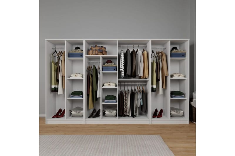 Olera Garderobsskåp 300x180 cm - Vit - Förvaring - Klädförvaring - Garderob & garderobssystem - Klädskåp & fristående garderob