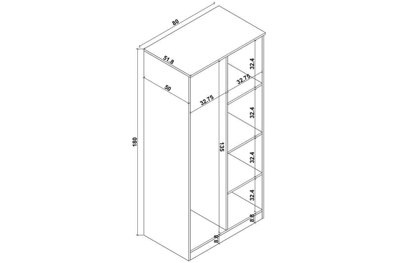 Olera Garderobsskåp 80x180 cm - Natur - Förvaring - Klädförvaring - Garderob & garderobssystem - Klädskåp & fristående garderob