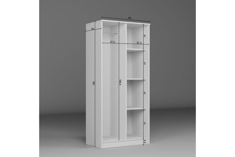 Olera Garderobsskåp 80x180 cm - Vit - Förvaring - Klädförvaring - Garderob & garderobssystem - Klädskåp & fristående garderob