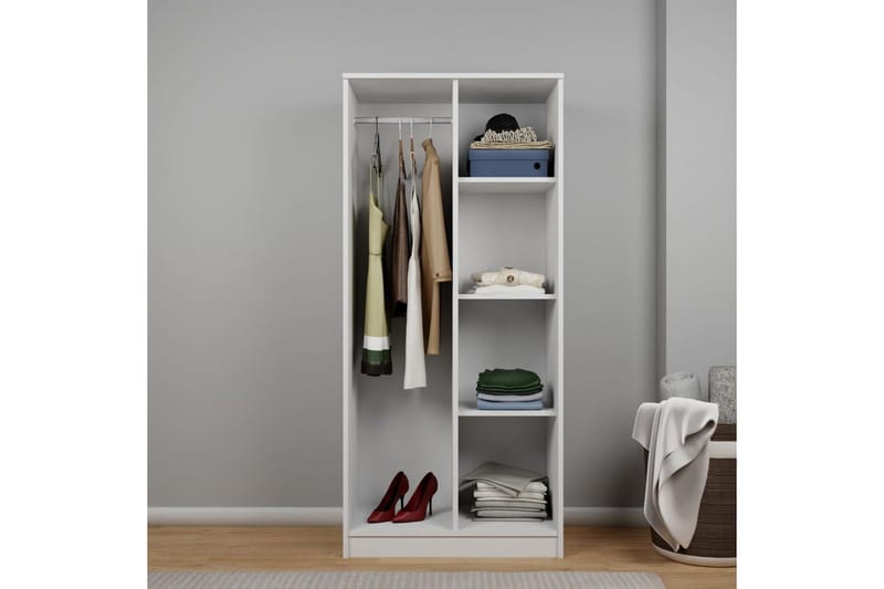 Olera Garderobsskåp 80x180 cm - Vit - Förvaring - Klädförvaring - Garderob & garderobssystem - Klädskåp & fristående garderob