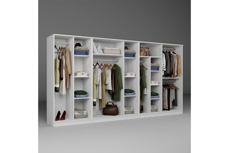 Olera Hörngarderob 340x180 cm - Vit - Förvaring - Klädförvaring - Garderob & garderobssystem - Klädskåp & fristående garderob