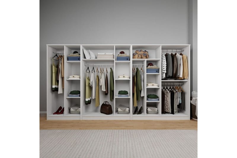 Olera Hörngarderob 340x180 cm - Vit - Förvaring - Klädförvaring - Garderob & garderobssystem - Klädskåp & fristående garderob