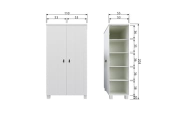 Ollerz Garderob 111 cm i Målat Trä - Vit - Förvaring - Klädförvaring - Garderob & garderobssystem