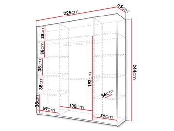 Olvik Garderob med Spegel 225x244 cm - Beige - Förvaring - Klädförvaring - Garderob & garderobssystem