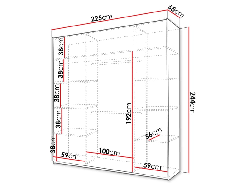 Olvik Garderob med Spegel 225x244 cm - Beige - Förvaring - Klädförvaring - Garderob & garderobssystem