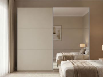 Olvik Garderob med Spegel 225x244 cm - Beige - Förvaring - Klädförvaring - Garderob & garderobssystem