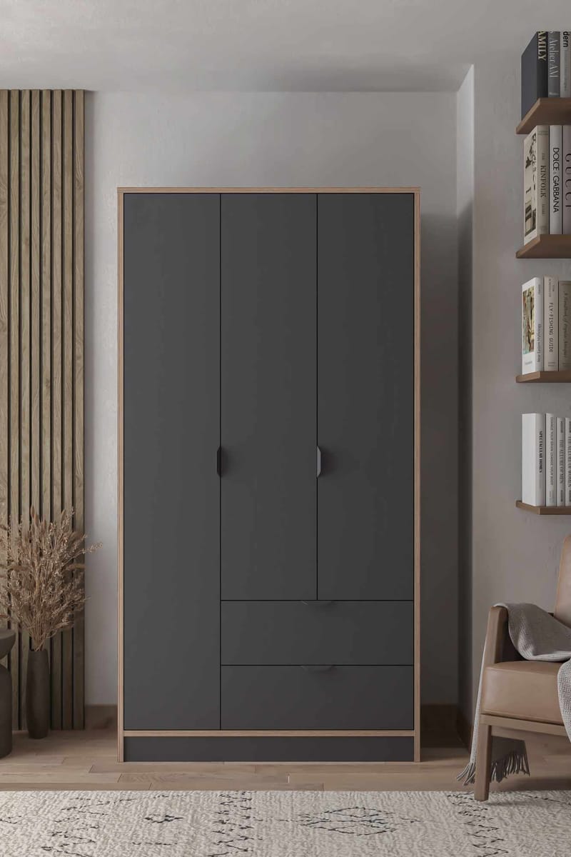 Olyros Garderob 97x182 cm - Antracit - Förvaring - Klädförvaring - Garderob & garderobssystem - Klädskåp & fristående garderob
