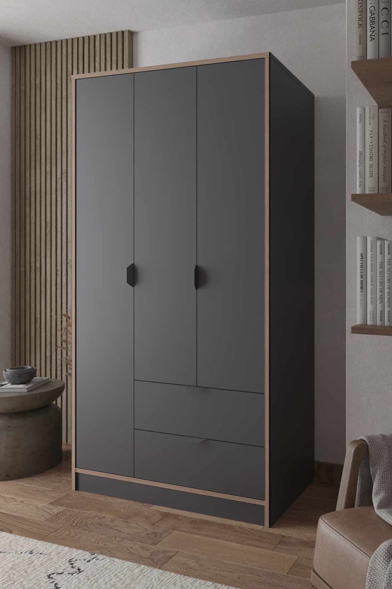 Olyros Garderob 97x182 cm - Antracit - Förvaring - Klädförvaring - Garderob & garderobssystem - Klädskåp & fristående garderob