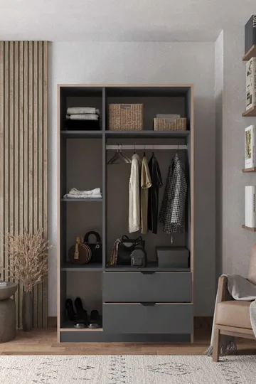 Olyros Garderob 97x182 cm - Antracit - Förvaring - Klädförvaring - Garderob & garderobssystem - Klädskåp & fristående garderob