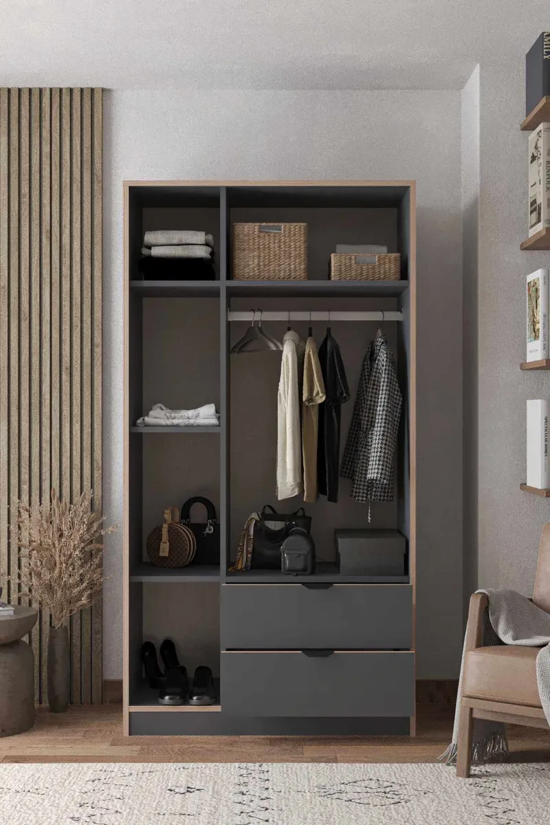 Olyros Garderob 97x182 cm - Antracit - Förvaring - Klädförvaring - Garderob & garderobssystem - Klädskåp & fristående garderob
