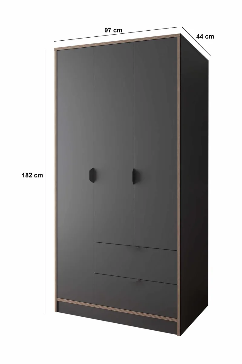 Olyros Garderob 97x182 cm - Antracit - Förvaring - Klädförvaring - Garderob & garderobssystem - Klädskåp & fristående garderob