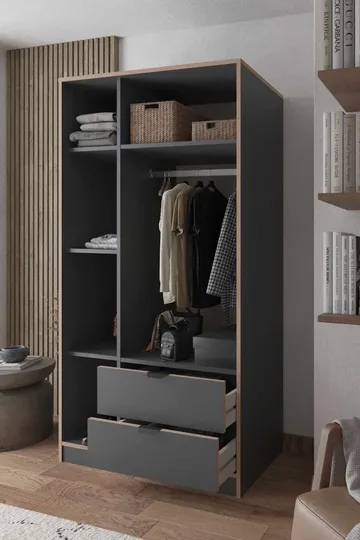 Olyros Garderob 97x182 cm - Antracit - Förvaring - Klädförvaring - Garderob & garderobssystem - Klädskåp & fristående garderob