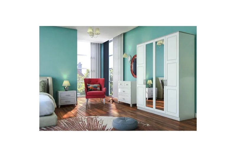 Orlenis Garderob 140x184 cm - Matt Vit - Förvaring - Klädförvaring - Garderob & garderobssystem