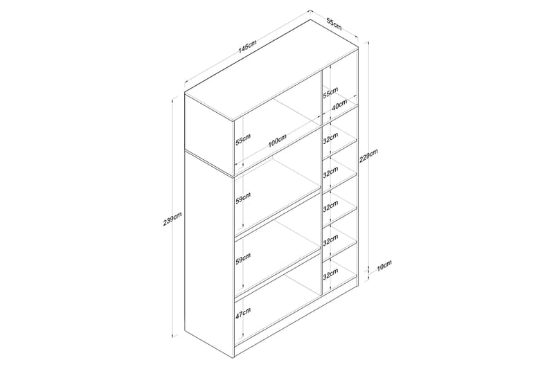 Ostin Garderob 6 Skåp 55x145 cm - Vit - Förvaring - Klädförvaring - Garderob & garderobssystem