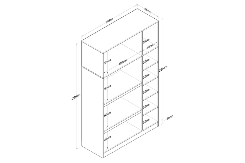 Ostin Garderob 6 Skåp 55x145 cm - Vit - Förvaring - Klädförvaring - Garderob & garderobssystem