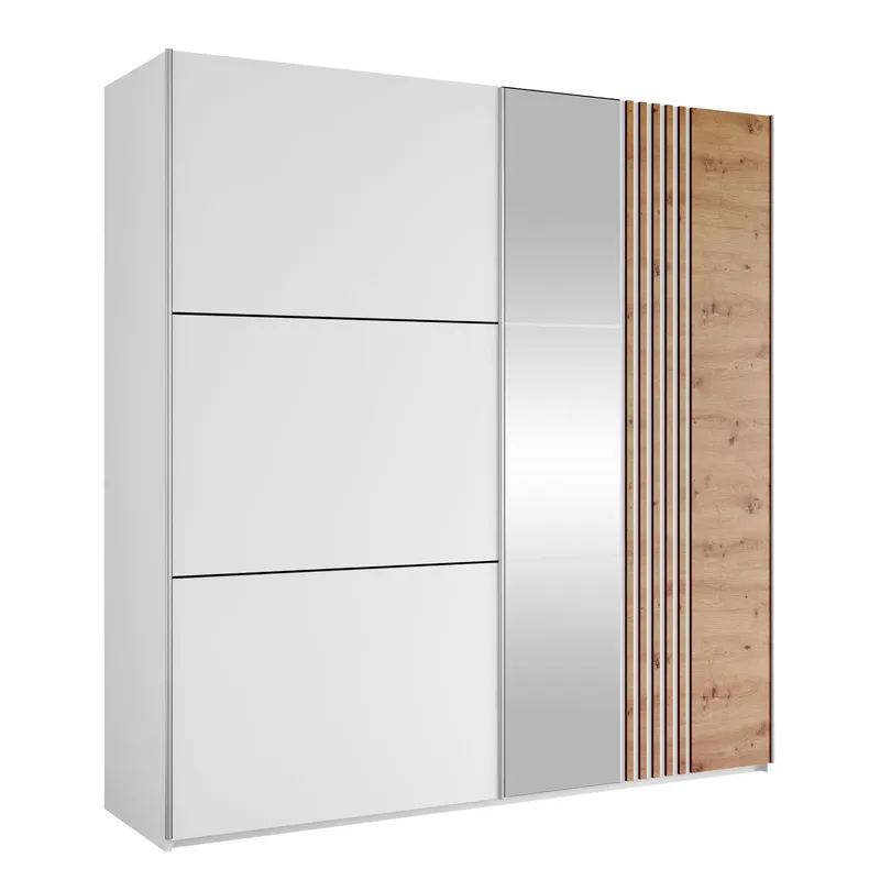 Osval Garderob med Spegel 203x215 cm - Vit/Brun - Förvaring - Klädförvaring - Garderob & garderobssystem