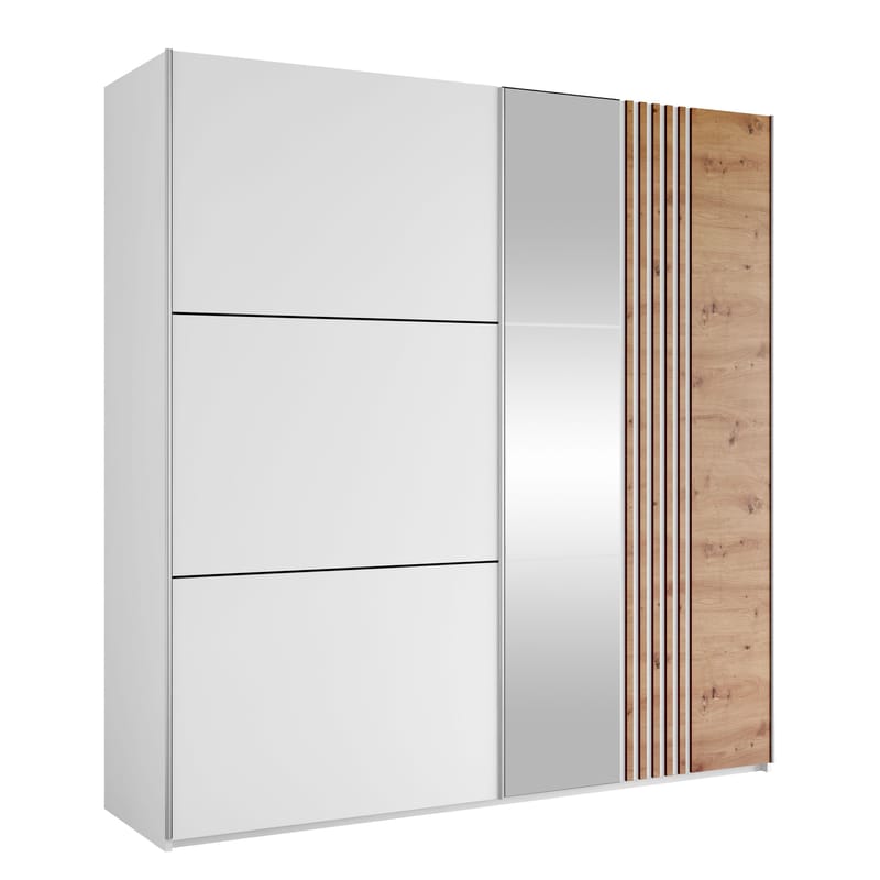 Osval Garderob med Spegel 203x215 cm - Vit/Brun - Förvaring - Klädförvaring - Garderob & garderobssystem