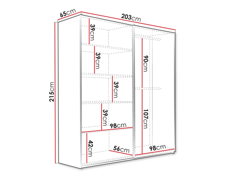 Osval Garderob med Spegel 203x215 cm - Vit/Brun - Förvaring - Klädförvaring - Garderob & garderobssystem