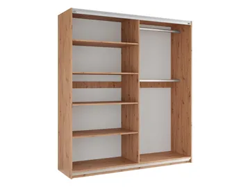 Osval Garderob med Spegel 203x215 cm - Vit/Brun - Förvaring - Klädförvaring - Garderob & garderobssystem