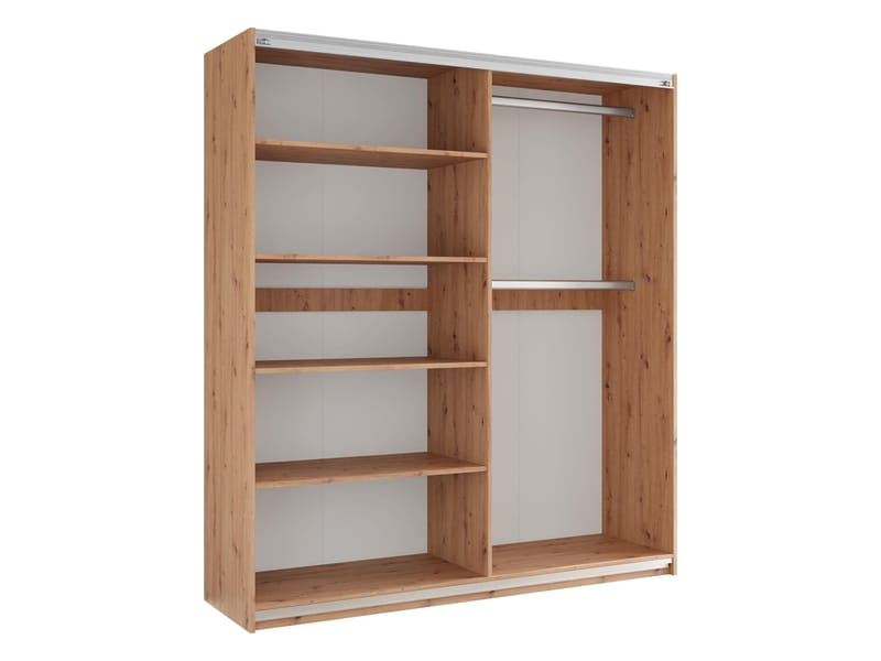 Osval Garderob med Spegel 203x215 cm - Vit/Brun - Förvaring - Klädförvaring - Garderob & garderobssystem