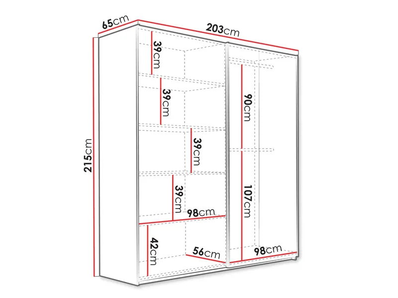 Osval Garderob med Spegel 203x215 cm - Vit/Brun - Förvaring - Klädförvaring - Garderob & garderobssystem