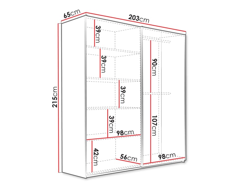 Osval Garderob med Spegel 203x215 cm - Vit/Brun - Förvaring - Klädförvaring - Garderob & garderobssystem