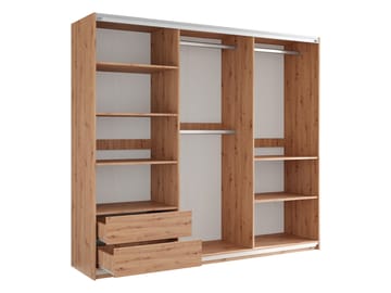 Osval Garderob med Spegel 250x215 cm - Brun/Svart - Förvaring - Klädförvaring - Garderob & garderobssystem