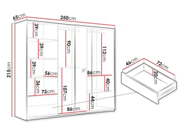 Osval Garderob med Spegel 250x215 cm - Brun/Svart - Förvaring - Klädförvaring - Garderob & garderobssystem