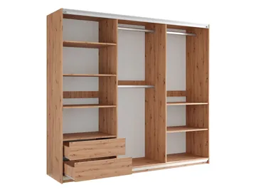 Osval Garderob med Spegel 250x215 cm - Vit/Brun - Förvaring - Klädförvaring - Garderob & garderobssystem