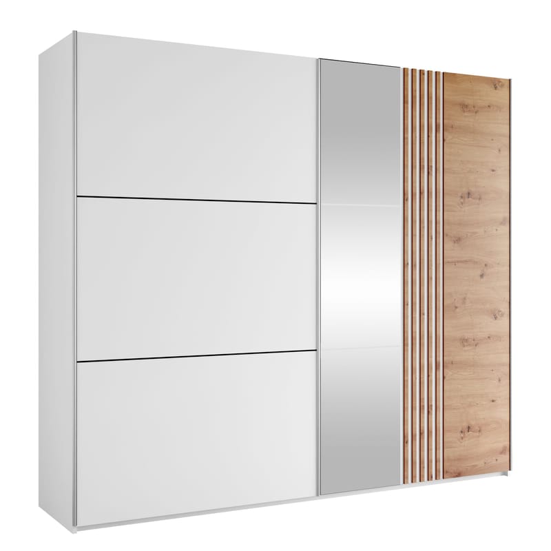 Osval Garderob med Spegel 250x215 cm - Vit/Brun - Förvaring - Klädförvaring - Garderob & garderobssystem