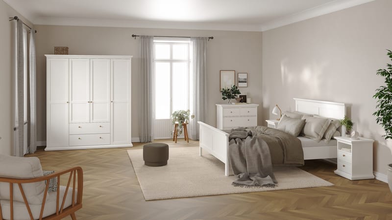 Paris Garderob med 4 dörrar och 2 lådor 181x61x201 cm - Förvaring - Klädförvaring - Garderob & garderobssystem - Klädskåp & fristående garderob