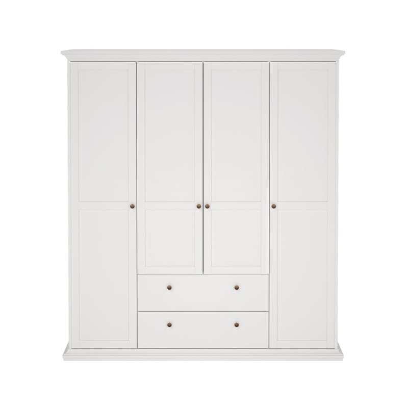Paris Garderob med 4 dörrar och 2 lådor 181x61x201 cm - Förvaring - Klädförvaring - Garderob & garderobssystem - Klädskåp & fristående garderob