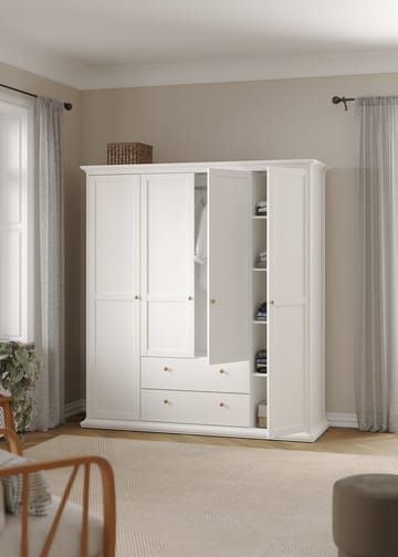 Paris Garderob med 4 dörrar och 2 lådor 181x61x201 cm - Förvaring - Klädförvaring - Garderob & garderobssystem - Klädskåp & fristående garderob