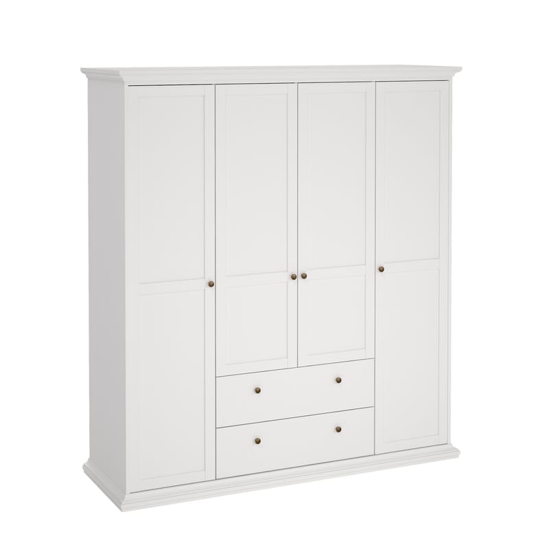 Paris Garderob med 4 dörrar och 2 lådor 181x61x201 cm - Förvaring - Klädförvaring - Garderob & garderobssystem - Klädskåp & fristående garderob
