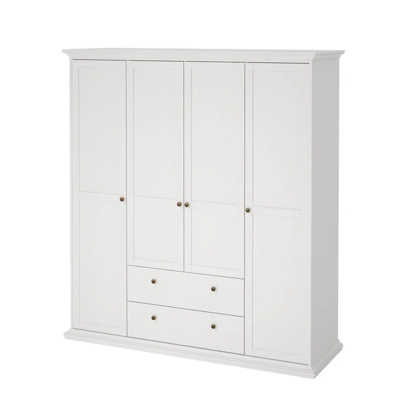 Paris Garderob med 4 dörrar och 2 lådor 181x61x201 cm, undefined