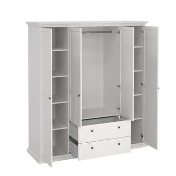 Paris Garderob med 4 dörrar och 2 lådor 181x61x201 cm - Förvaring - Klädförvaring - Garderob & garderobssystem - Klädskåp & fristående garderob