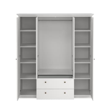 Paris Garderob med 4 dörrar och 2 lådor 181x61x201 cm - Förvaring - Klädförvaring - Garderob & garderobssystem - Klädskåp & fristående garderob