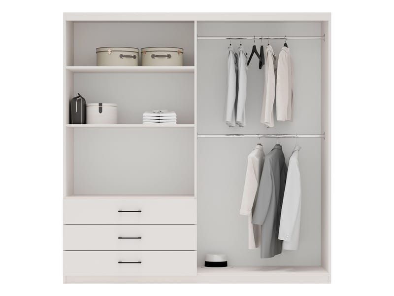 Pekin Garderob med Spegel och Förvaring 215 cm i Trä - Beige - Förvaring - Klädförvaring - Garderob & garderobssystem